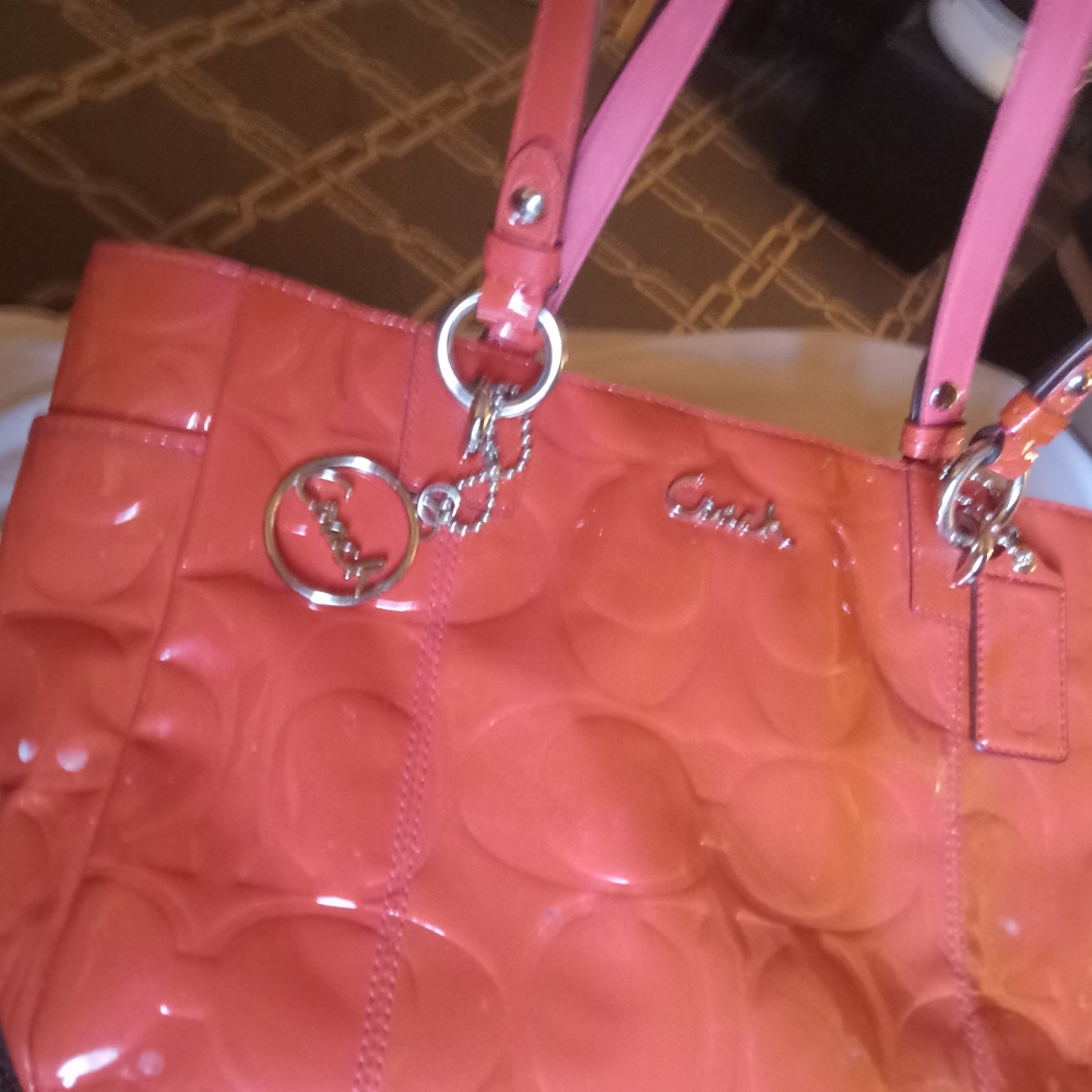 Coach Pink Quilted Tote with Silver Accents